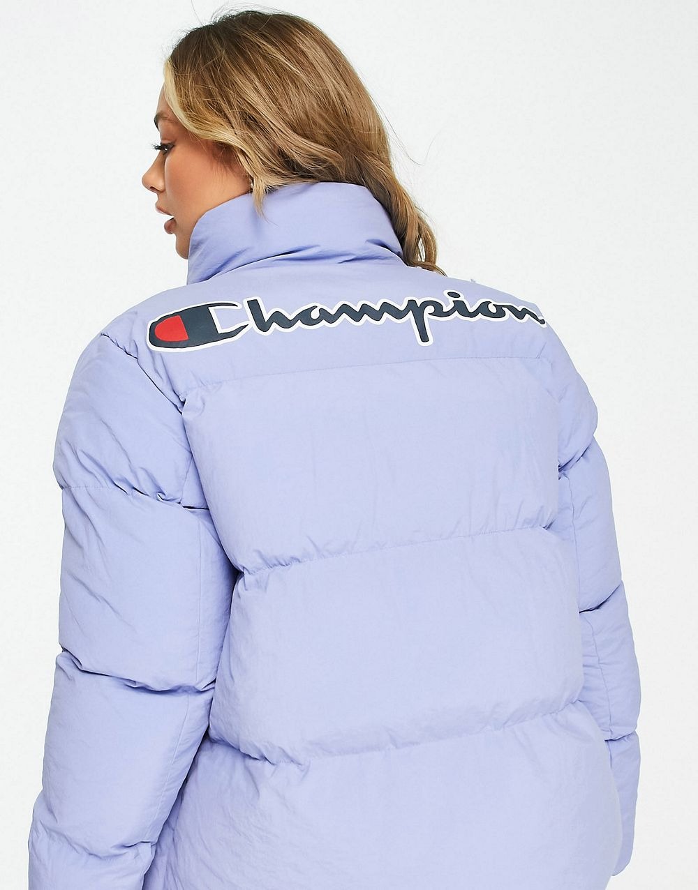 Small Logo Puffer Jacket In Blue - Görsel 4